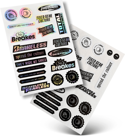 Fixed Gear Sticker Pack Hologram v2 & Back/White