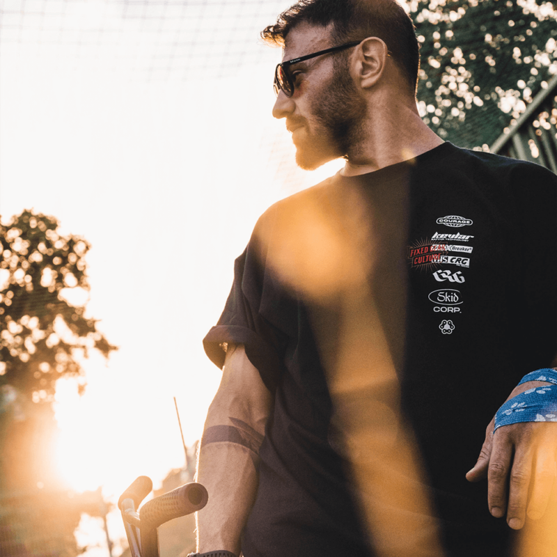 Courage Cycling Club + Fixed Gear Culture Collaboration T-Shirt "They Talk We Ride / Shred"