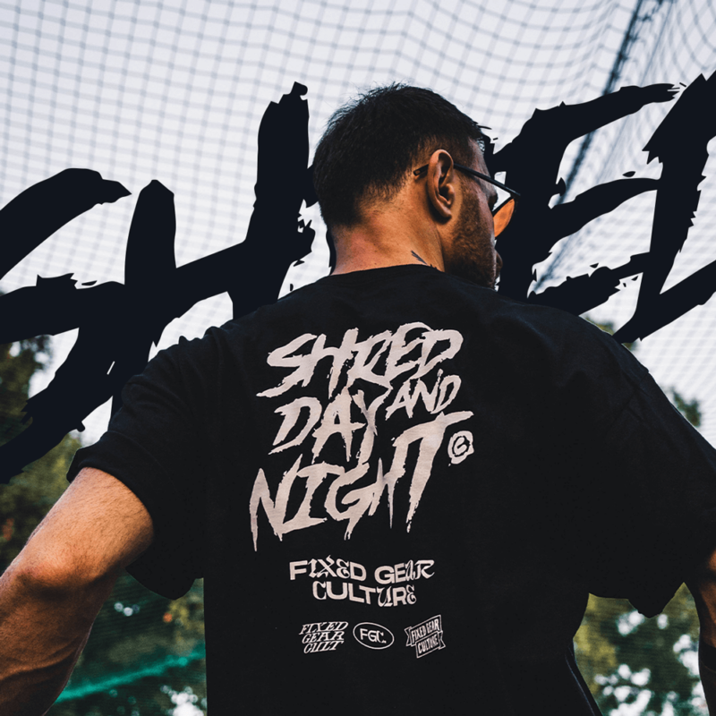 Courage Cycling Club + Fixed Gear Culture Collaboration T-Shirt "Shred Day and Night"